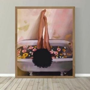 Melanin, Relaxing, & Flowers Art Print- 22x28